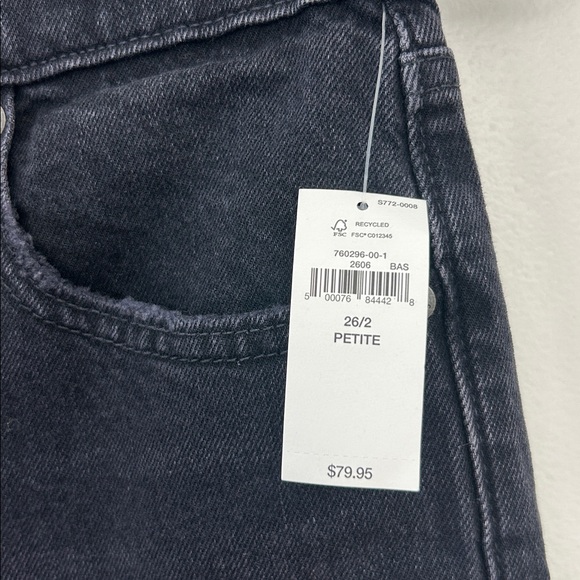 GAP NWT Black Cheeky Straight Leg High Waist Denim Jeans size 26P, 26 petite - Picture 3 of 9